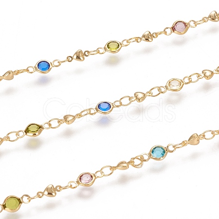 3.28 Feet Handmade Brass Heart Link Chains X-CHC-I034-05G-1