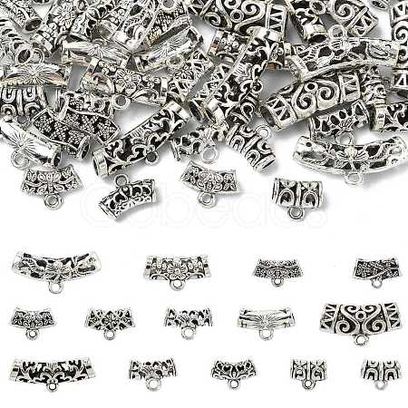 70Ppcs 14 Styles Tibetan Style Alloy Tube Bails FIND-CJ0002-99-1
