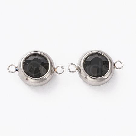 Stainless Steel Color Plated 304 Stainless Steel Pave Cubic Zirconia Links Connectors STAS-I169-02P-04-1