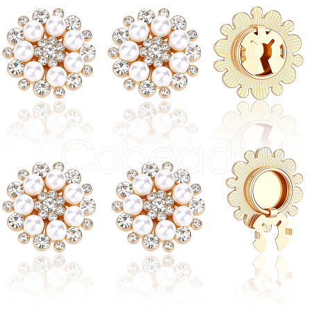 6Pcs Flower Alloy Plastic Cufflinks FIND-CY0001-65B-1