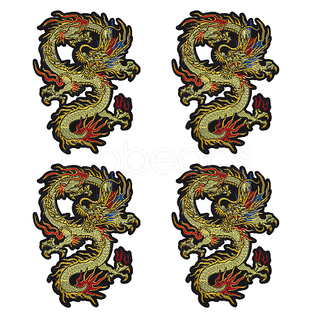 Dargon Pattern Polyester Fabrics Computerized Embroidery Cloth Sew on Patches PATC-WH0010-14-1