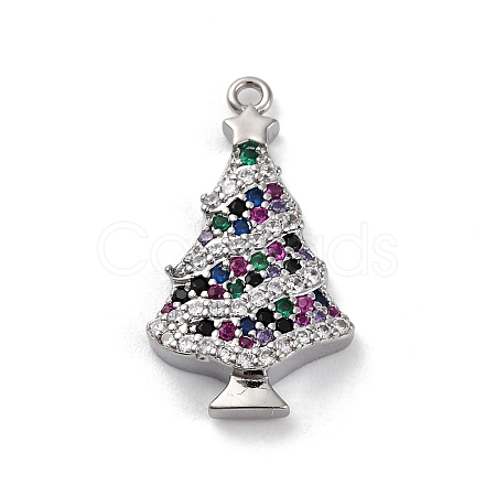 Christmas Series Brass Micro Pave Cubic Zirconia Pendants KK-Q010-01P-05-1