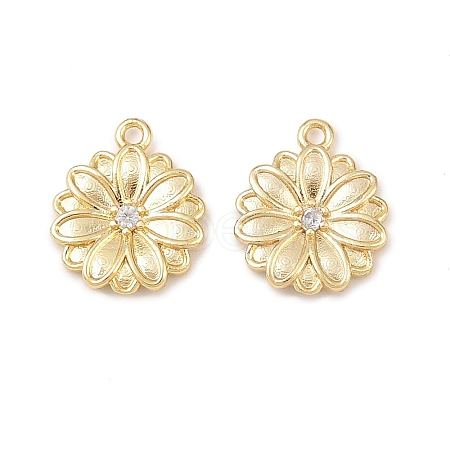 Brass Micro Pave Clear Cubic Zirconia Charms KK-G544-07G-02-1