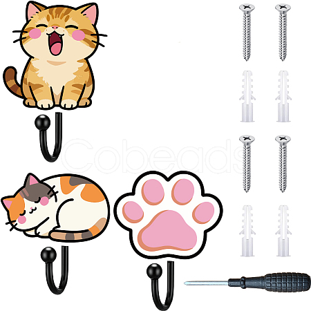 3Pcs Plywood & Iron Coat Hook DIY-XCP0003-95-1