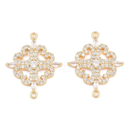 Brass Micro Pave Clear Cubic Zirconia Connector Charms CU-CBA7BFE-03E-G-1