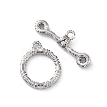 Non-Tarnish 304 Stainless Steel Ring Toggle Clasps STAS-A092-09C-P-1