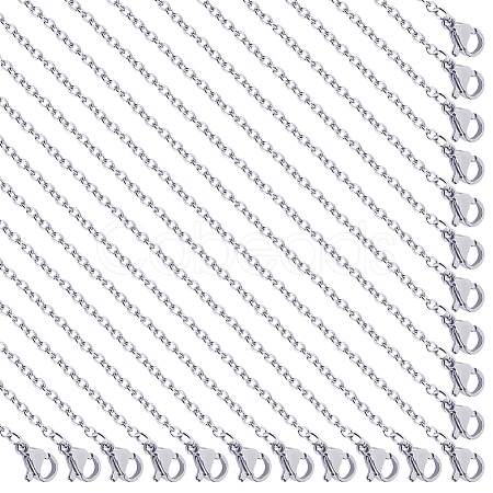 20Pcs 304 Stainless Steel Cable Chain Necklaces Set STAS-SC0008-06-1