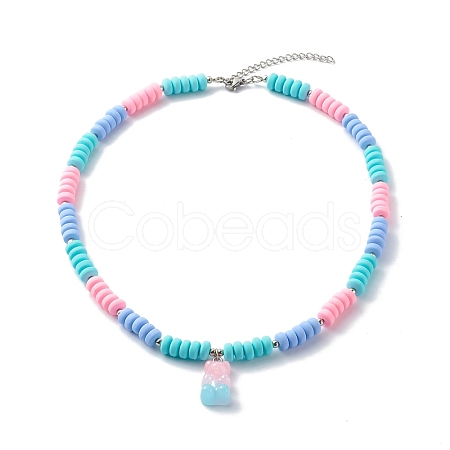 Polymer Clay Beaded Necklaces NJEW-JN03585-05-1