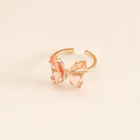 Butterfly Brass Glass Cuff Rings WGB6B8C-06-1