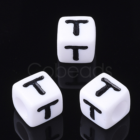 Acrylic Horizontal Hole Letter Beads X-PL37C9129-T-1