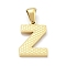 Ion Plating(IP) 316L Surgical Stainless Steel Pendants, Nickel Free, Real 18K Gold Plated, Letter Charm, Textured, Letter Z, 17x12x1.6mm, Hole: 3.5mm