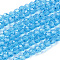 Glass Beads Strands, Faceted(32 Facets), Round, Sky Blue, 4mm, Hole: 1mm, about 87~93pcs/strand, 32~33cm