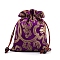 Chinese Style Silk Embroidery Flower Storage Bags, Drawstring Pouches Packaging Bag, Rectangle, Purple, 13x10cm