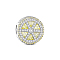 TINYSAND Rhodium Plated 925 Sterling Silver European Beads, with Cubic Zirconia, Large Hole Beads, Luxurious Circle, Platinum, Light Goldenrod Yellow, 13.69x13.18x9.05mm, Hole: 4.57mm