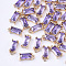 Transparent Glass Charms, with Brass Findings, Faceted, Rectangle, Light Gold, Medium Purple, 8.5x4x3mm, Hole: 1mm