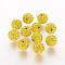 Polymer Clay Rhinestone Beads, Grade A, Round, Pave Disco Ball Beads, Citrine, 10x9.5mm, Hole: 1.5mm