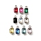 304 Stainless Steel Pendants, with Rhinestone, Stainless Steel Color, Rectangle, Mixed Color, 10.5x5.5x3.5mm, Hole: 1.8mm