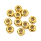 925 Sterling Silver Beads, with Rubber, Slider Beads, Rondelle, Real 18K Gold Plated, 7x3.5mm, Hole: 2mm