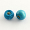 Dyed Natural Wood Beads, Round, Lead Free, Dark Cyan, 20x18mm, Hole: 4.5mm, about 400pcs/1000g