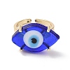 Lampwork Oval with Evil Eye Open Cuff Ring RJEW-I086-13G-01-5