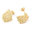 Brass Rhombus Net Stud Earrings EJEW-G382-08G-2