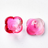 4-Petal Transparent Spray Painted Glass Bead Caps GGLA-S054-009B-02-2