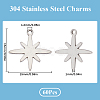 SUNNYCLUE 60Pcs 304 Stainless Steel Pendants STAS-SC0008-63-2