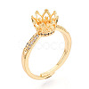 Crown Shape Brass Micro Pave Clear Cubic Zirconia Cup Peg Ring Settings KK-T076-18G-1