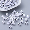 Letter V Cube Acrylic Beads X-PL37C9308-V-1