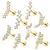 8Pcs 8 Styles Brass Micro Pave Clear Cubic Zirconia and Acrylic Cartilage Earrings WG69006-01-3