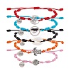 Natural Cowrie Shell & Tree & Turtle & Wave Link Bracelets Set BJEW-SW00030-1