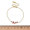 304 Stainless Steel Rhinestone Leaf Link Bracelets SA-CBA5F76-03G-7