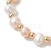 Natural Cultured Freshwater Pearl & Brass Beads Stretch Bracelets for Women BJEW-JB13519-3