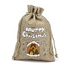 Christmas Printed Burlap Packing Pouches Drawstring Bags ABAG-Q053-02A-11-3