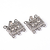 Platinum Plated Brass Rhinestone Clasps X-KK116-1