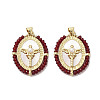 Brass Pave Shell Pendants KK-I708-01D-G-1