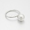 Brass Acrylic Pearl Finger Rings for Wedding Jewelry RJEW-J061-P-2