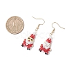 Christmas Santa Claus 304 Stainless Steel Glass Dangle Earrings EJEW-MZ00610-4