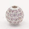 Thistle CZ Jewelry Findings Brass Micro Pave Cubic Zirconia Round Beads ZIRC-M015-13P-NR-1