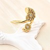 Ocean Theme Brass Micro Pave Cubic Zirconia Cuff Rings for Women RJEW-F184-17G-G-4
