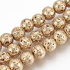 Electroplated Natural Lava Rock Beads Strands G-T061-55B-10mm-1
