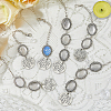 DIY Blank Oval Alloy Pendant Decoration Making Kits HJEW-FH00001-4