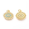 Brass Micro Pave Clear & Deep Sky Blue Cubic Zirconia Charms X-ZIRC-O036-13G-2