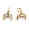 Brass Micro Pave Clear Cubic Zirconia Beads Pendants ZIRC-M114-03G-2