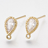 Brass Cubic Zirconia Stud Earring Findings KK-T035-05-1