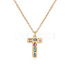 Brass Pave Colorful Cubic Zirconia Initial Pendant Necklaces for Women FS-WG02860-20-1