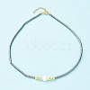 Synthetic Hematite & Natural Pearl Beaded Necklace NJEW-M201-02B-1