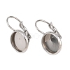 Tarnish Resistant Flat Round Tray Smooth Surface 304 Stainless Steel Leverback Earring Findings STAS-R065-65-3