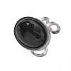 Oval Natural Black Agate Finger Rings RJEW-M062-02P-03-2