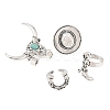 4Pcs Synthetic Turquoise Cuff Open Rings RJEW-P179-03AS-2